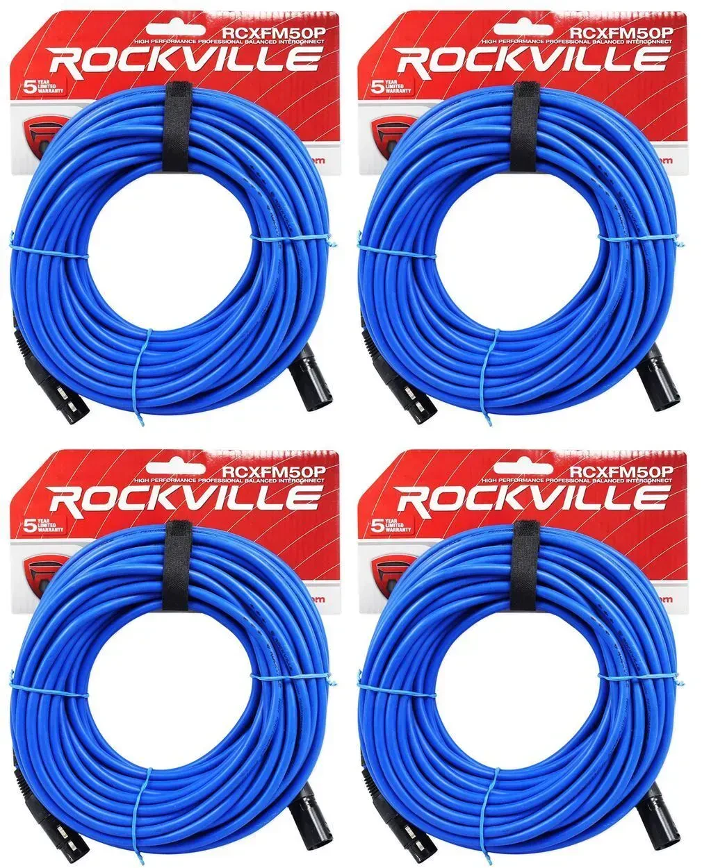 Микрофонный кабель Rockville RCXFM50P-BL Blue 15.25 м (4 штуки)