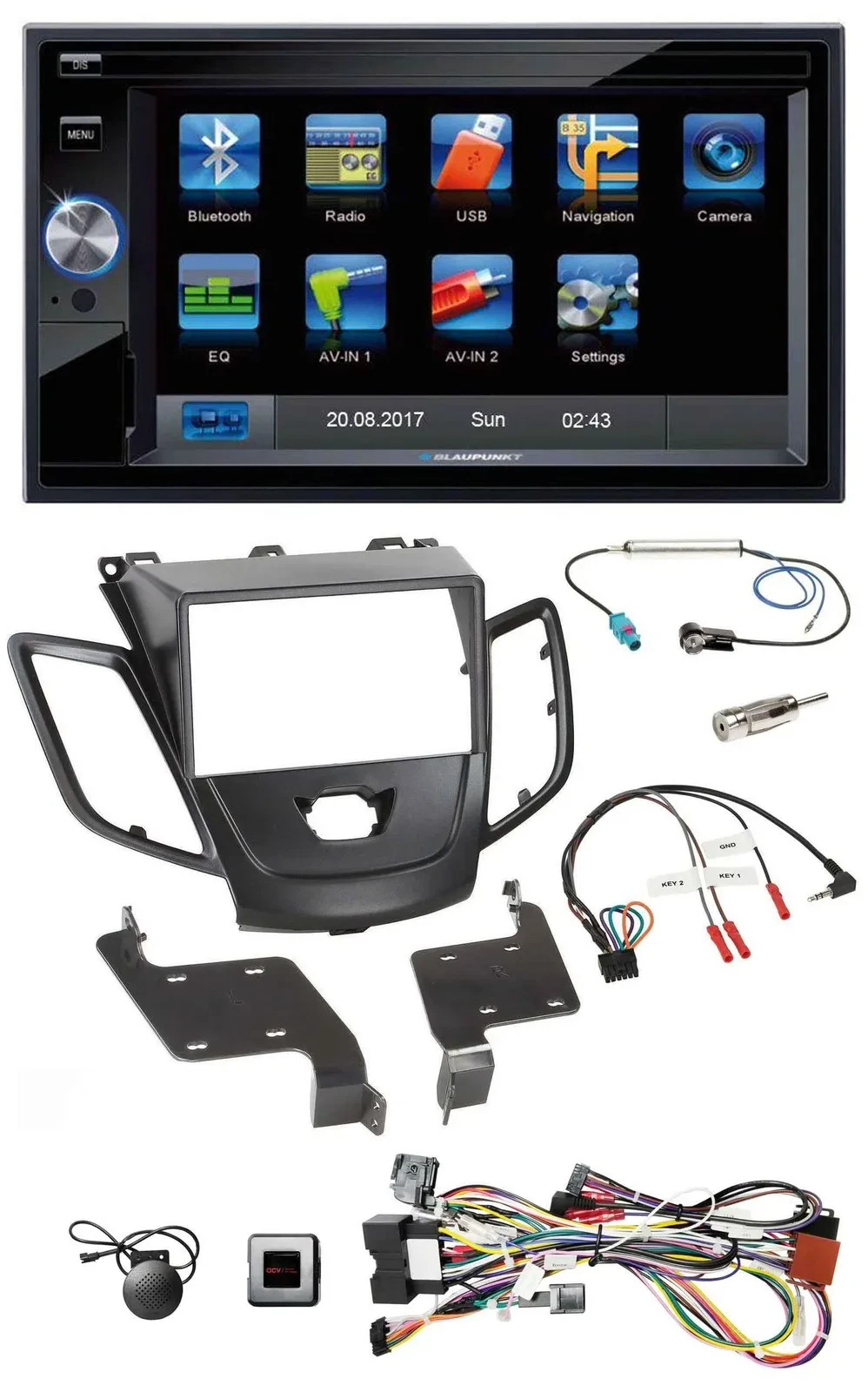 Автомагнитола Blaupunkt 2DIN USB Bluetooth TMC для Ford Fiesta 2008–2010 черная