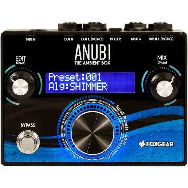 Педаль эффектов для электрогитары FoxGear Anubi Ambient Box Reverb Effects Pedal Black and Blue