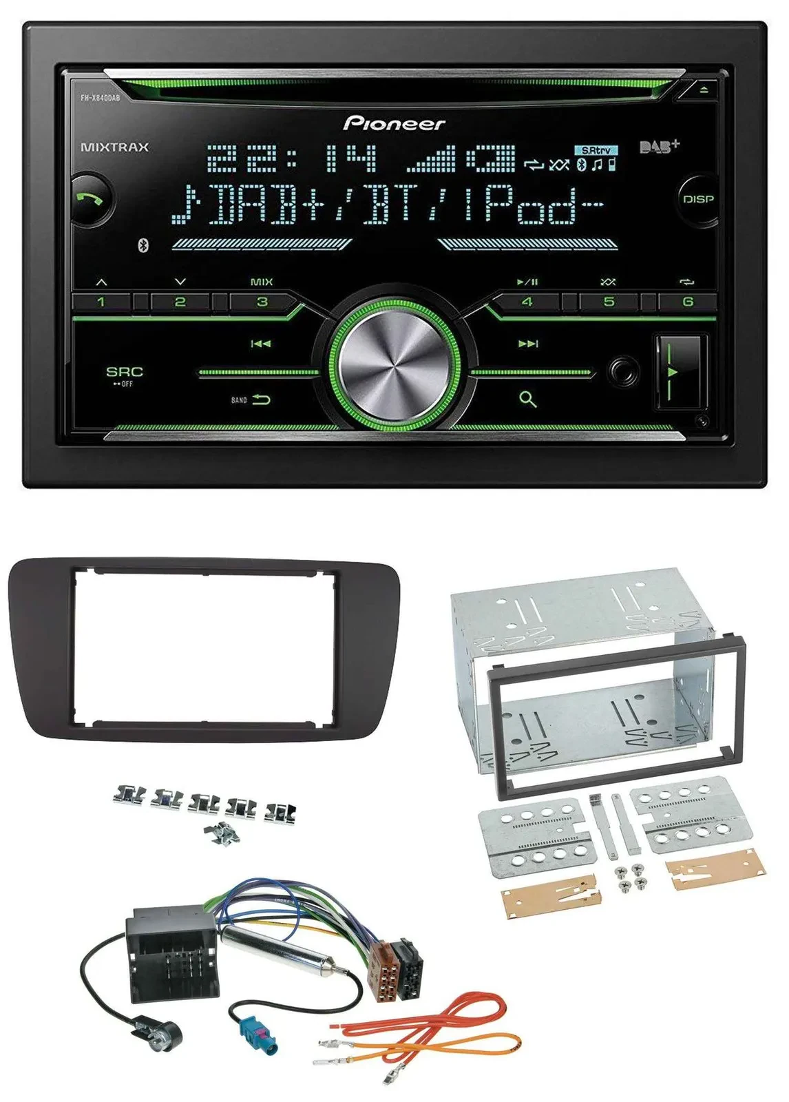Pioneer Bluetooth MP3 DAB 2DIN USB CD Autoradio für Seat Ibiza ab 08 azabachesch