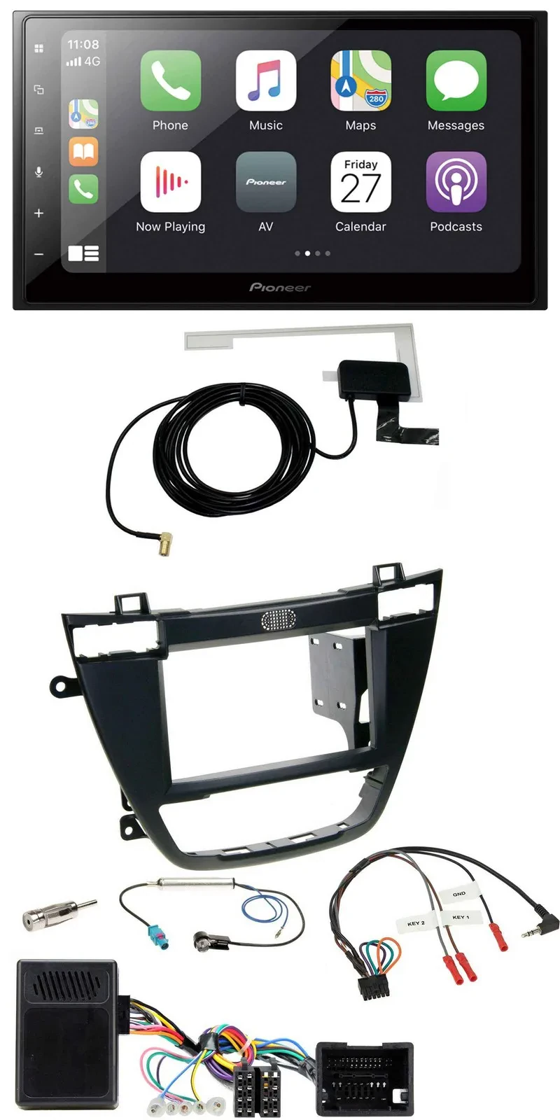 Pioneer USB Lenkrad 2DIN Bluetooth DAB Autoradio für Opel Insignia ab 08 schwarz