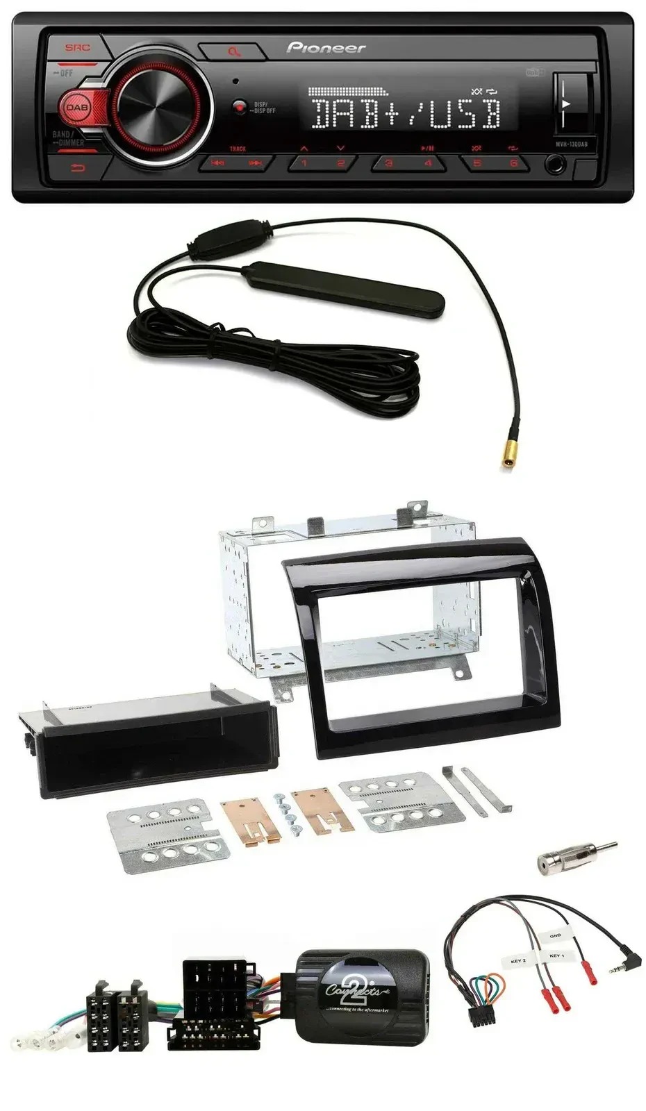 Автомагнитола Pioneer 1-DIN MP3 DAB USB для Fiat Ducato 2012–2015, черный (piano black)