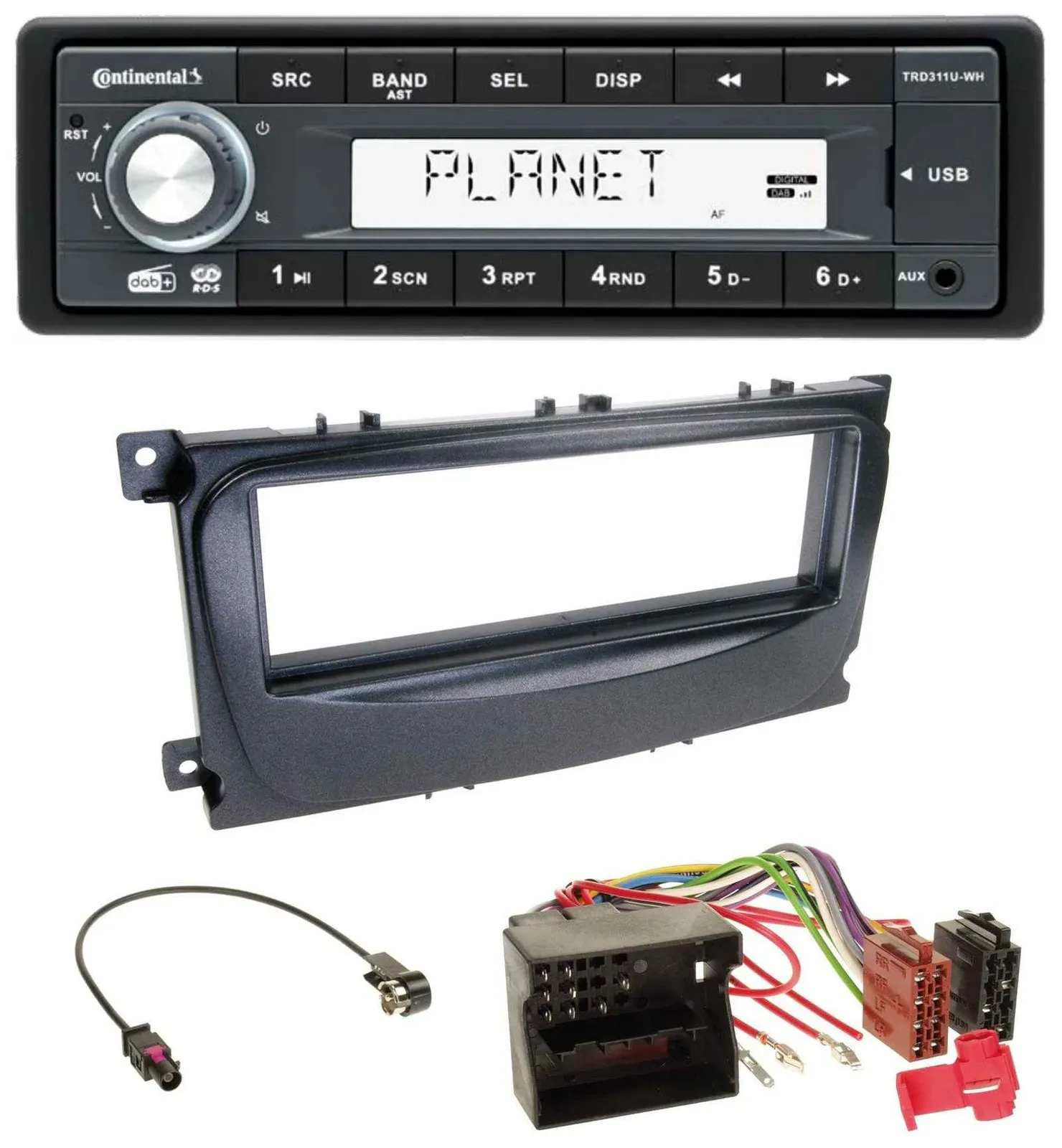 Continental MP3 AUX USB DAB 1DIN Autoradio für Ford Mondeo S-Max 07-14 schwarz