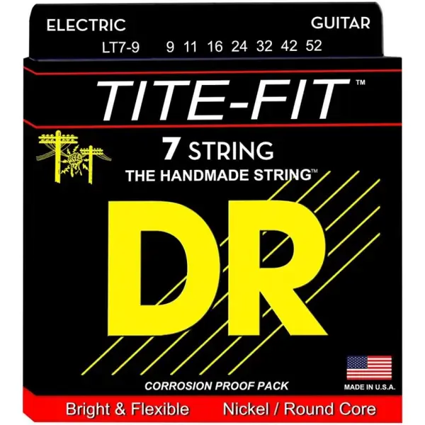 Струны для 7-струнной электрогитары DR Strings LT7-9 Tite-Fit 9-52