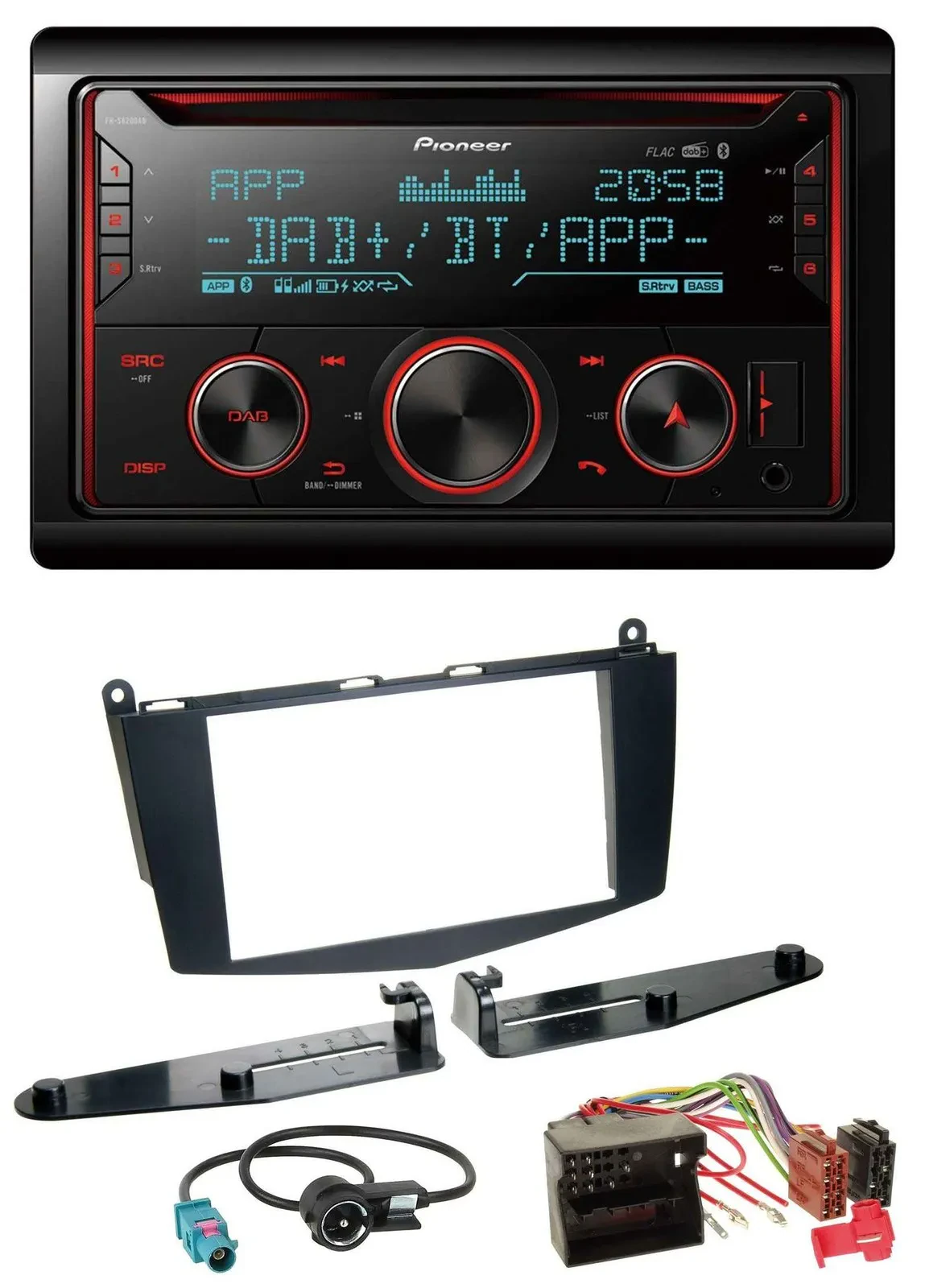 Автомагнитола для Mercedes C-Class 2007–2011 Pioneer 2DIN, DAB, Bluetooth, USB, CD