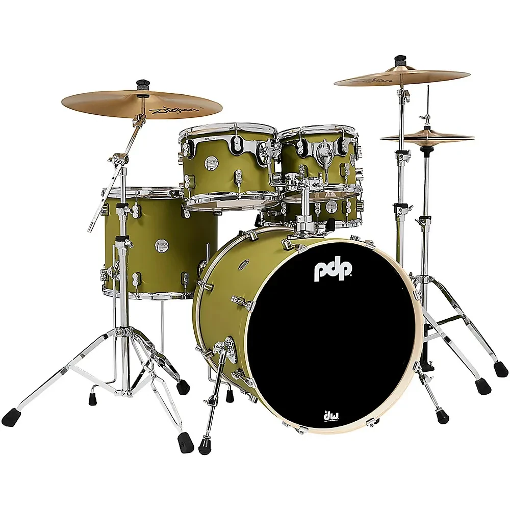 PDP by DW Concept Maple 5-Piece Shell Pack with Chrome Hardware Satin Olive