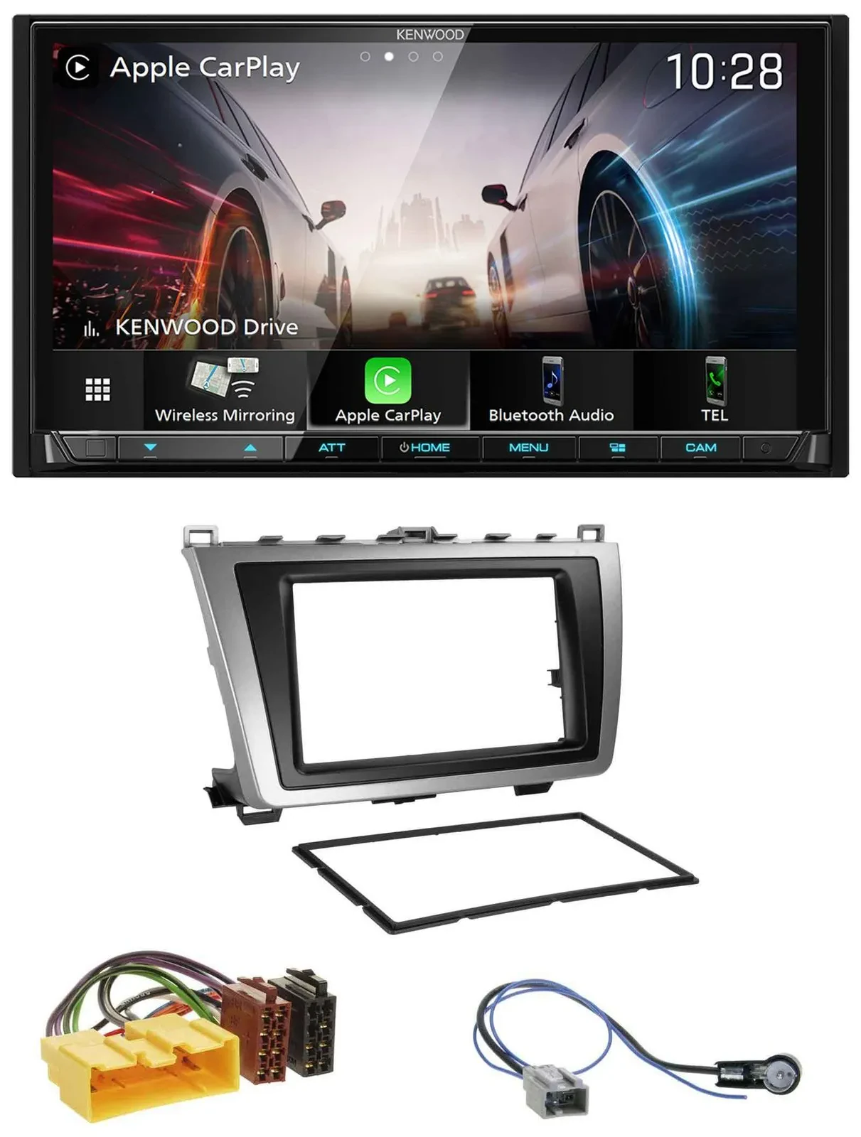 Kenwood MP3 2DIN USB DAB Bluetooth Autoradio für Mazda 6 08-12 schwarz-silber