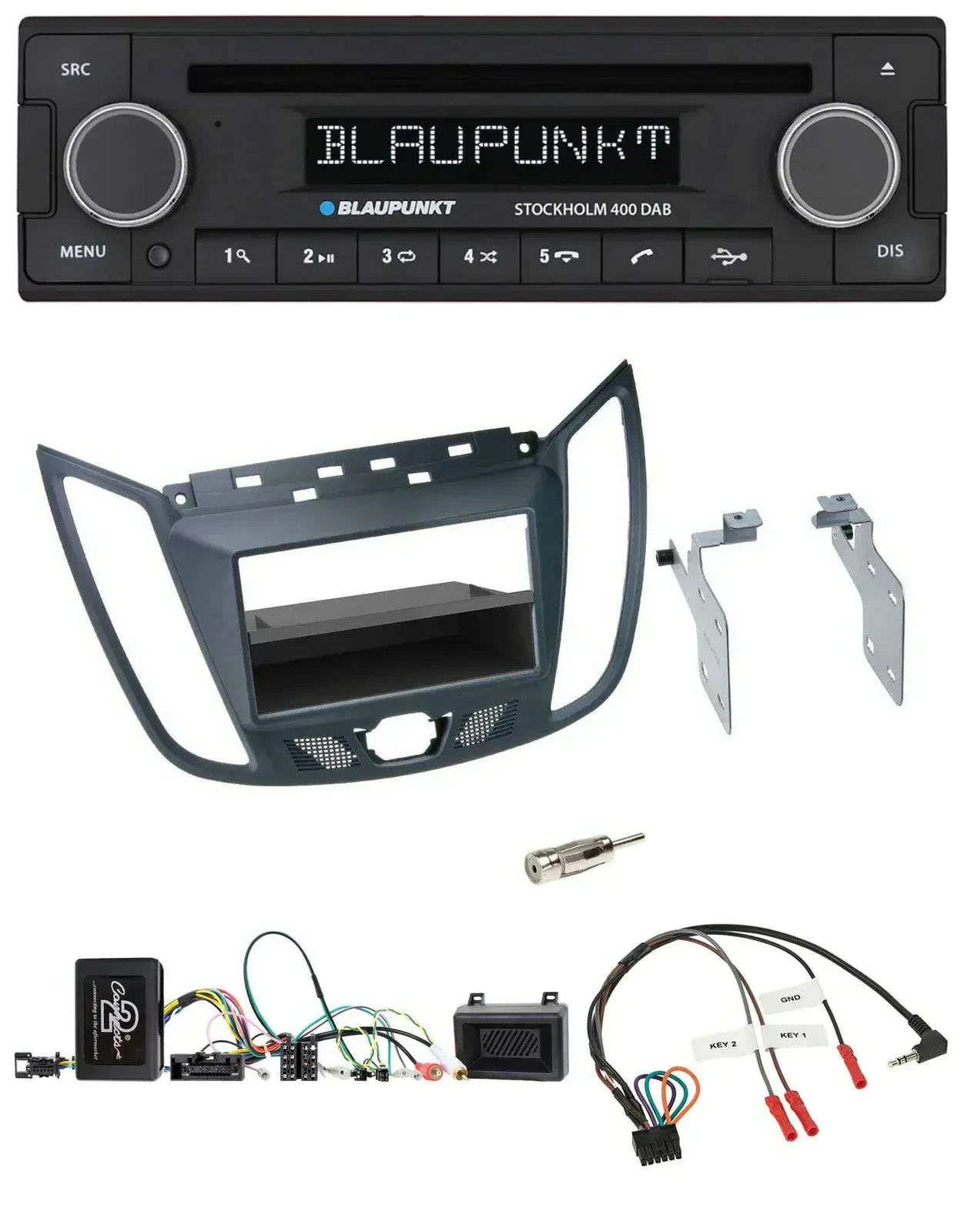 Blaupunkt Lenkrad Bluetooth DAB CD USB Autoradio für Ford C-Max Kuga dunkelgrau
