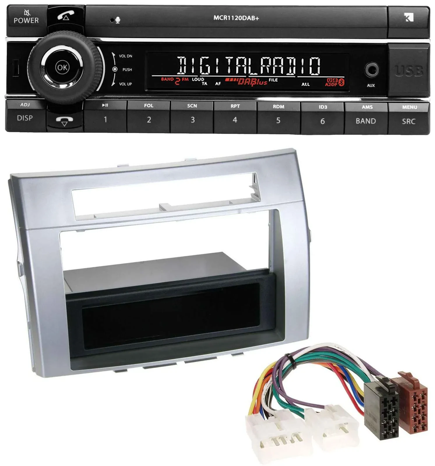 Kienzle Bluetooth MP3 USB DAB Autoradio für Toyota Corolla Verso 2004-2009 silbe
