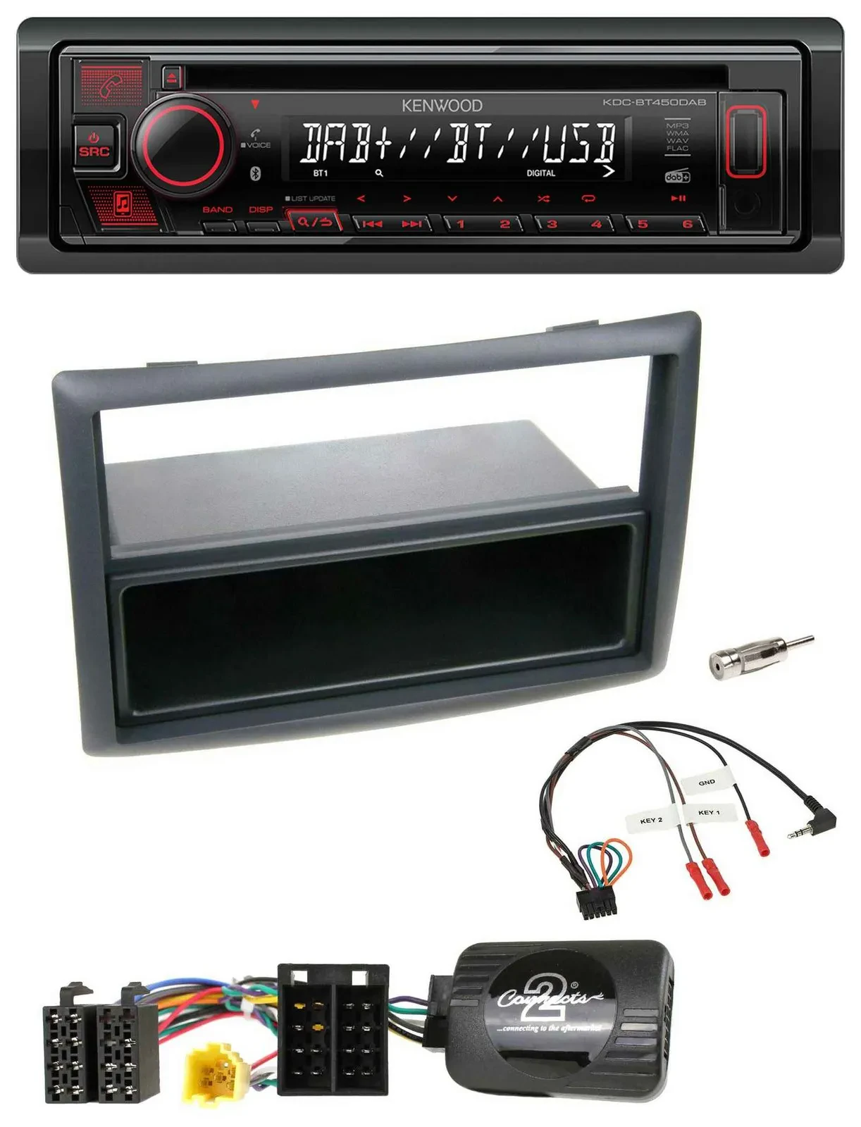 Kenwood Lenkrad CD USB Bluetooth DAB Autoradio für Renault Megane 2007-2008 schw