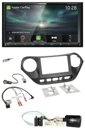 Kenwood Bluetooth USB 2DIN Lenkrad TMC DAB Navigation für Hyundai i10 ab 2014