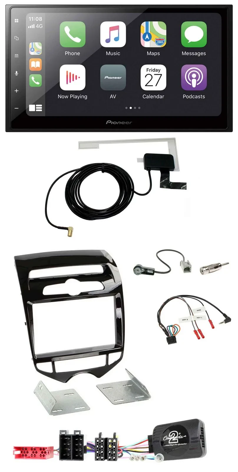 Pioneer USB Lenkrad 2DIN Bluetooth DAB Autoradio für Hyundai ix20 ab 10 autom. K