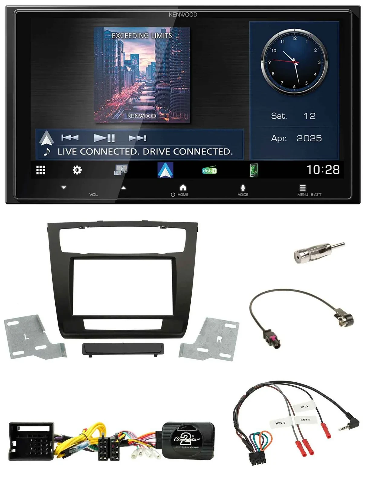 Автомагнитола Kenwood 2DIN Bluetooth USB DAB для BMW 1 Series (E81/E82) с поддержкой кнопок на руле
