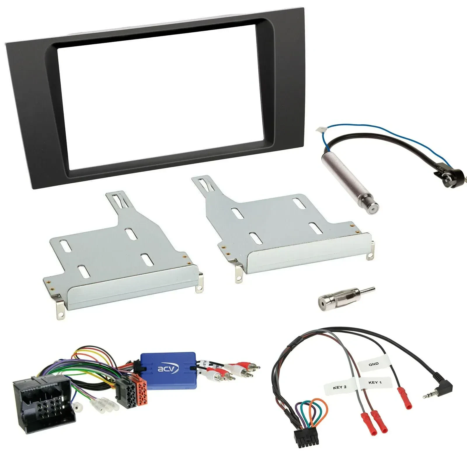 Einbauset Lenkradadapter Doppel DIN Autoradio für Audi A4 2000-2001