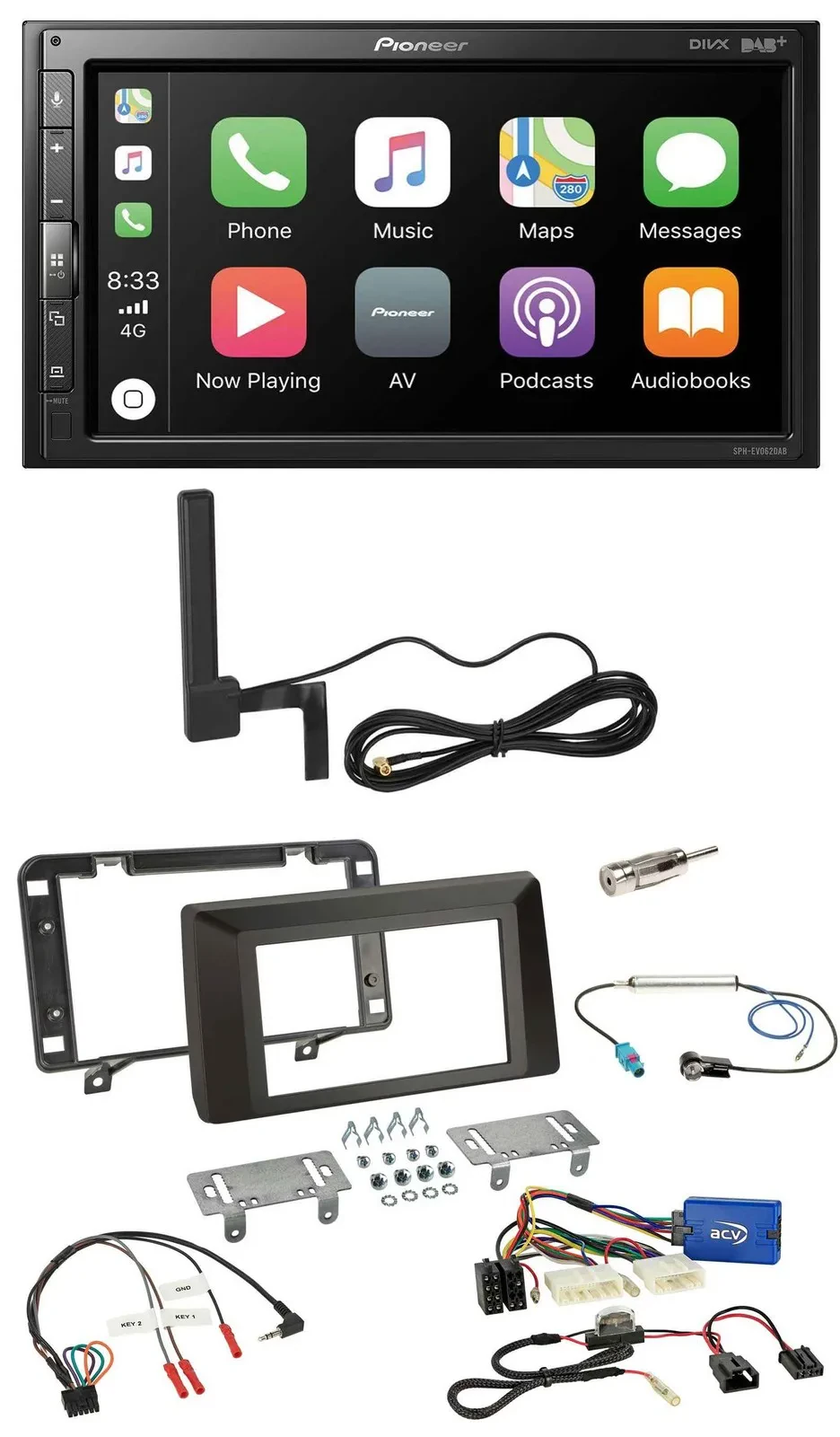 Pioneer USB 2DIN Bluetooth DAB Lenkrad Autoradio für Dacia Duster ab 2021