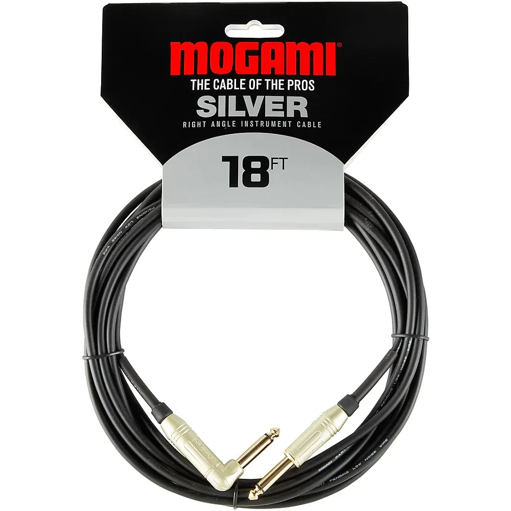 Mogami Silver Series Guitar Cable Straight to Right Angle 18 ft.