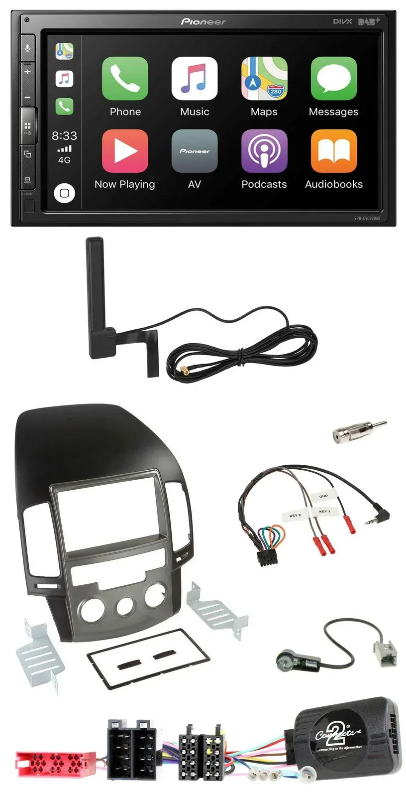 Pioneer USB 2DIN Bluetooth DAB Lenkrad Autoradio für Hyundai i30 ab 2009