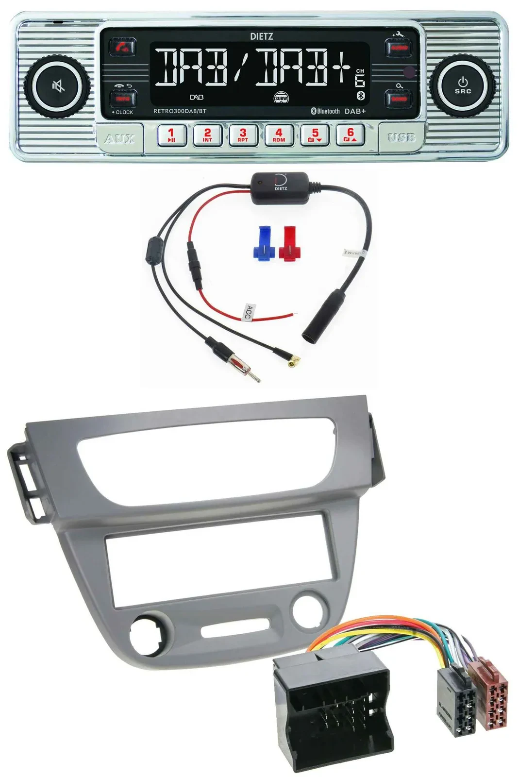 Dietz DAB USB MP3 Bluetooth Autoradio für Renault Megane 3 Quadlock 09-14 grau