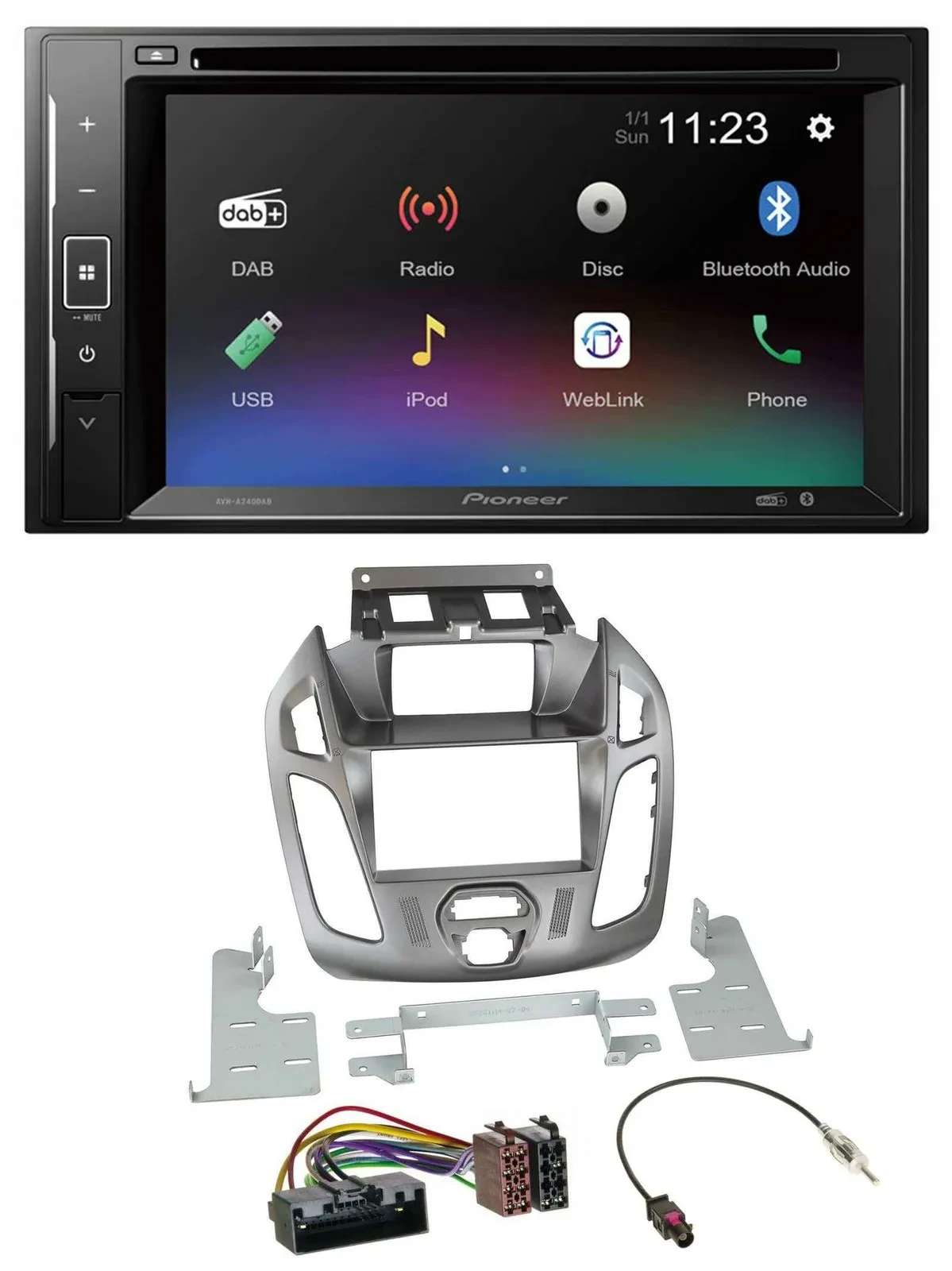 Автомагнитола для Ford Transit 2012–2018 Pioneer 2-DIN Bluetooth, USB, MP3, DAB, DVD, дисплей