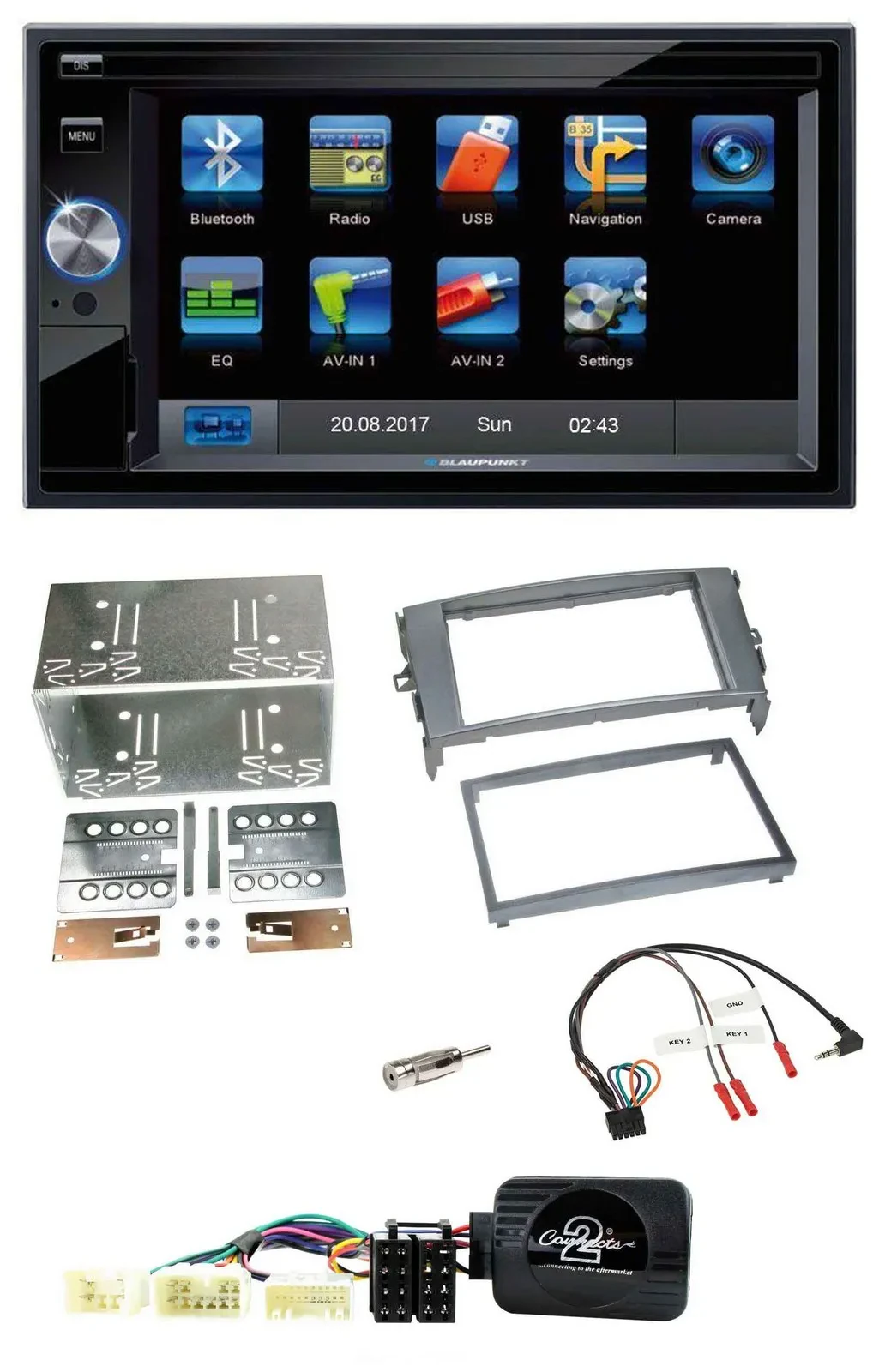 Blaupunkt 2DIN Bluetooth TMC USB Lenkrad SD Navigation für Toyota Auris 2007-201