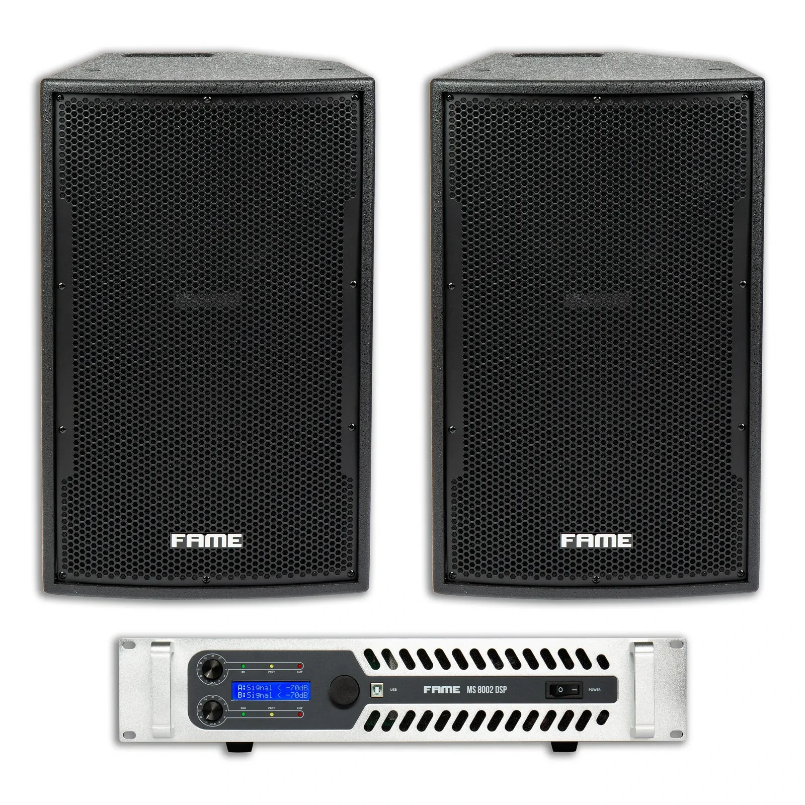 Audio MT-12 PA-System Set, 2x15" 600W Sub, 2x12" 1200W Speaker, Covers, Poles