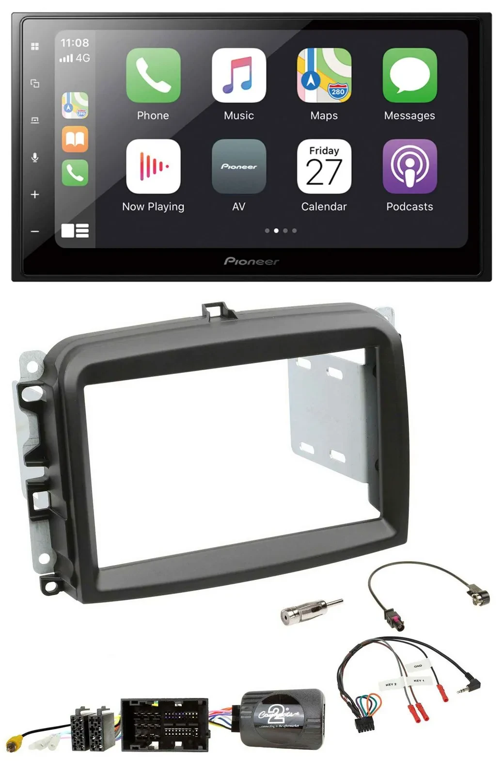 Pioneer Lenkrad Bluetooth DAB 2DIN USB Autoradio für Fiat 500 L ab 2012