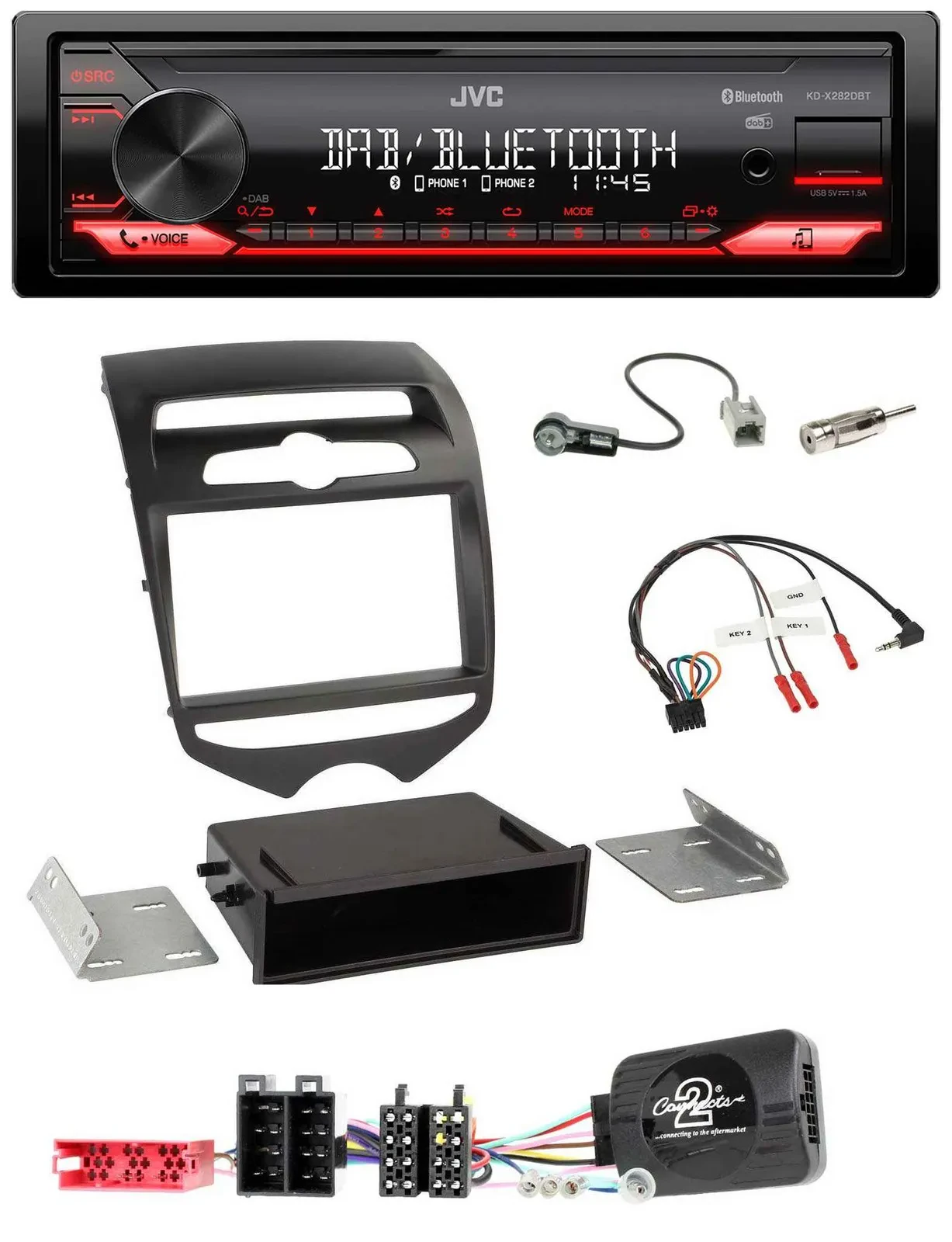 JVC Bluetooth USB DAB Lenkrad Autoradio für Hyundai ix20 ab 2010 man. Klima