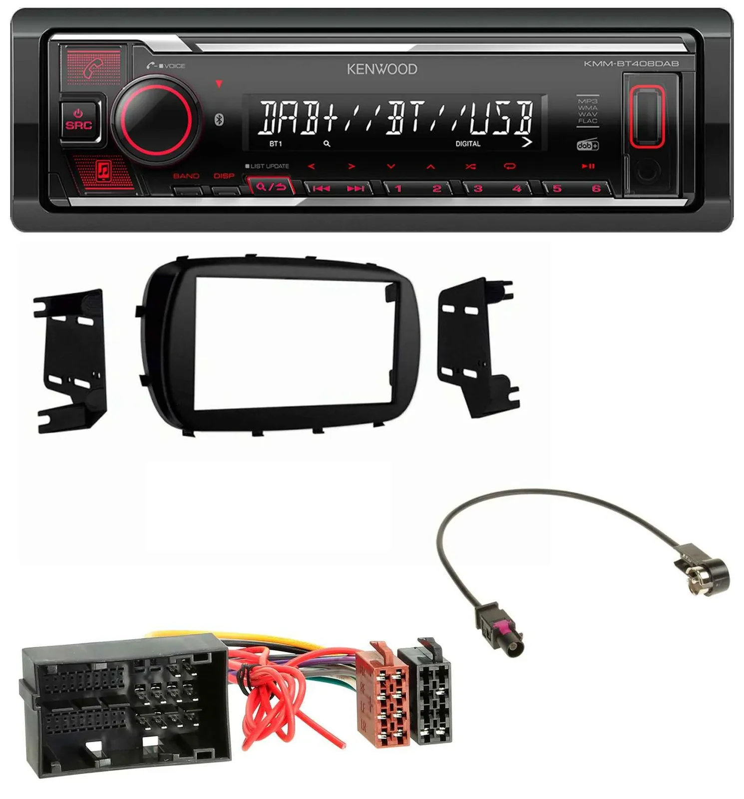 Kenwood MP3 Bluetooth USB DAB Autoradio für Fiat 500X (ab 2015)