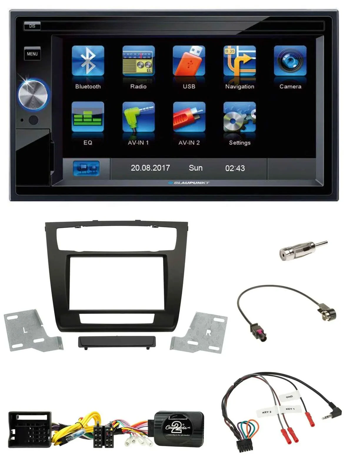Blaupunkt SD Bluetooth 2DIN MP3 USB Lenkrad Autoradio für BMW 1er aut. Klima E81