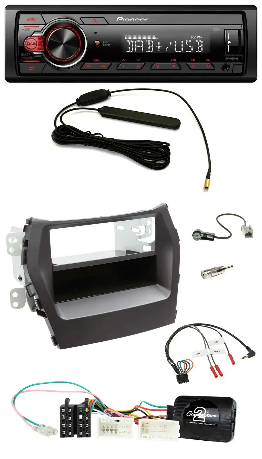 Автомагнитола Pioneer 1 DIN, DAB, MP3, USB, для Hyundai Santa Fe (с 2012), черная