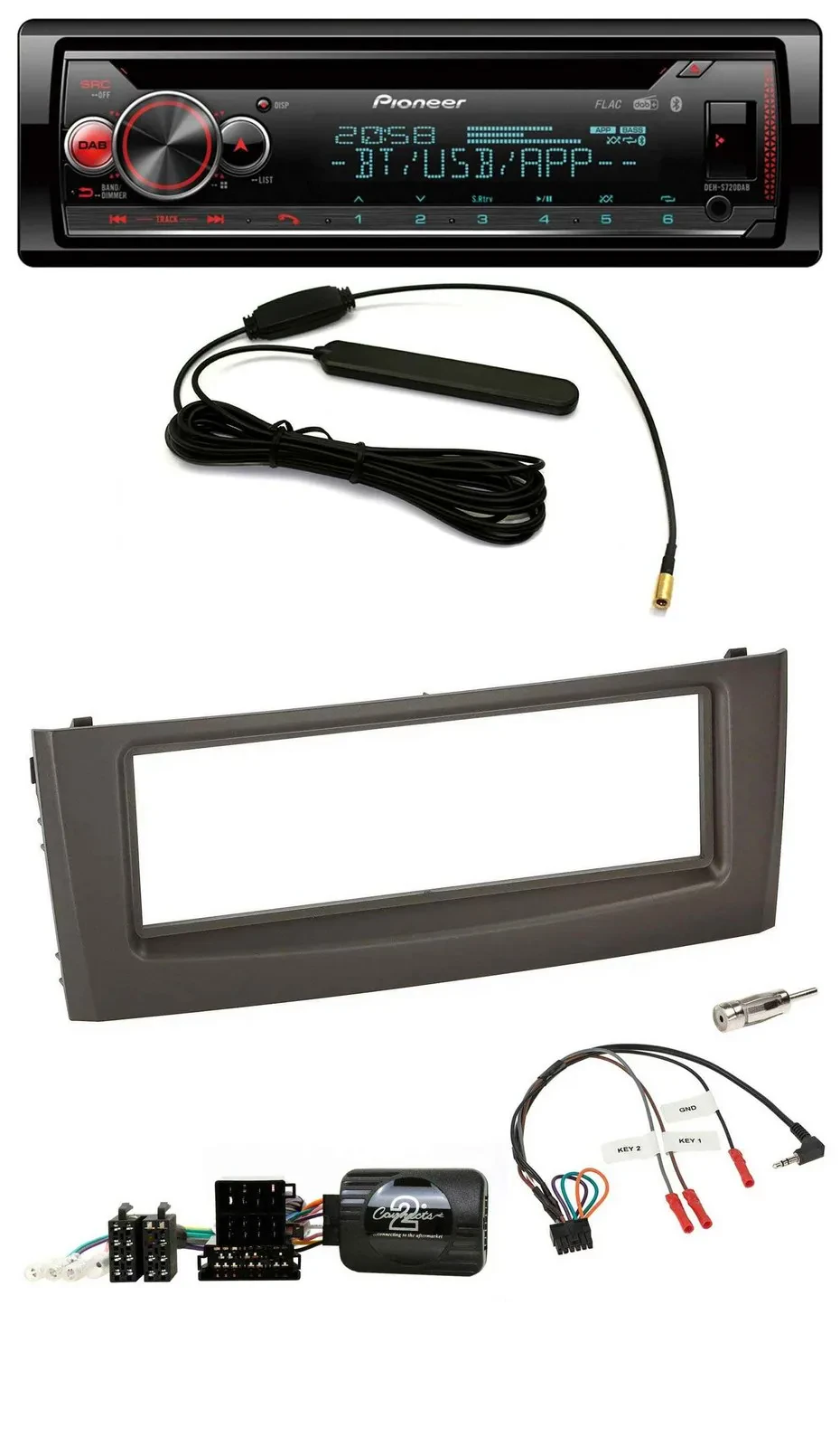 Автомагнитола Pioneer USB, DAB, Bluetooth, CD для Fiat Grande Punto (2006–2010), черный