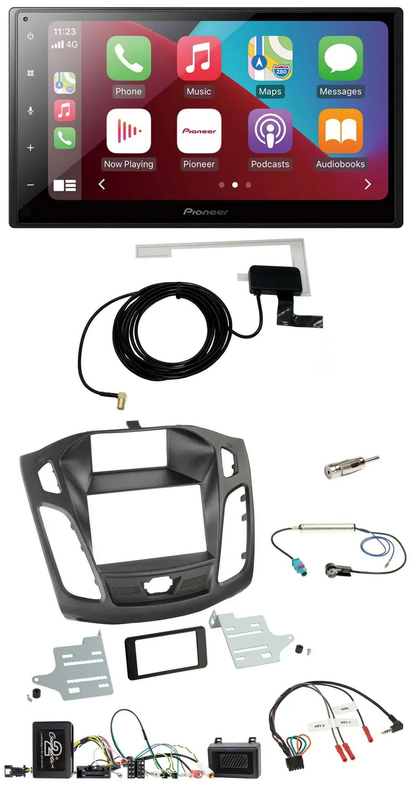 Pioneer USB Bluetooth DAB Lenkrad 2DIN Autoradio für Ford Focus 2011-2014