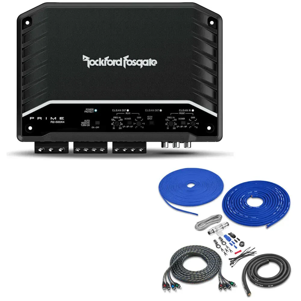 Rockford Fosgate R2-500X4 | Class D 4-Channel Amplifier with Amp Kit