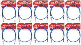 Инструментальный кабель Rockville RCGT3.0BL Blue 0.9 м (10 штук)