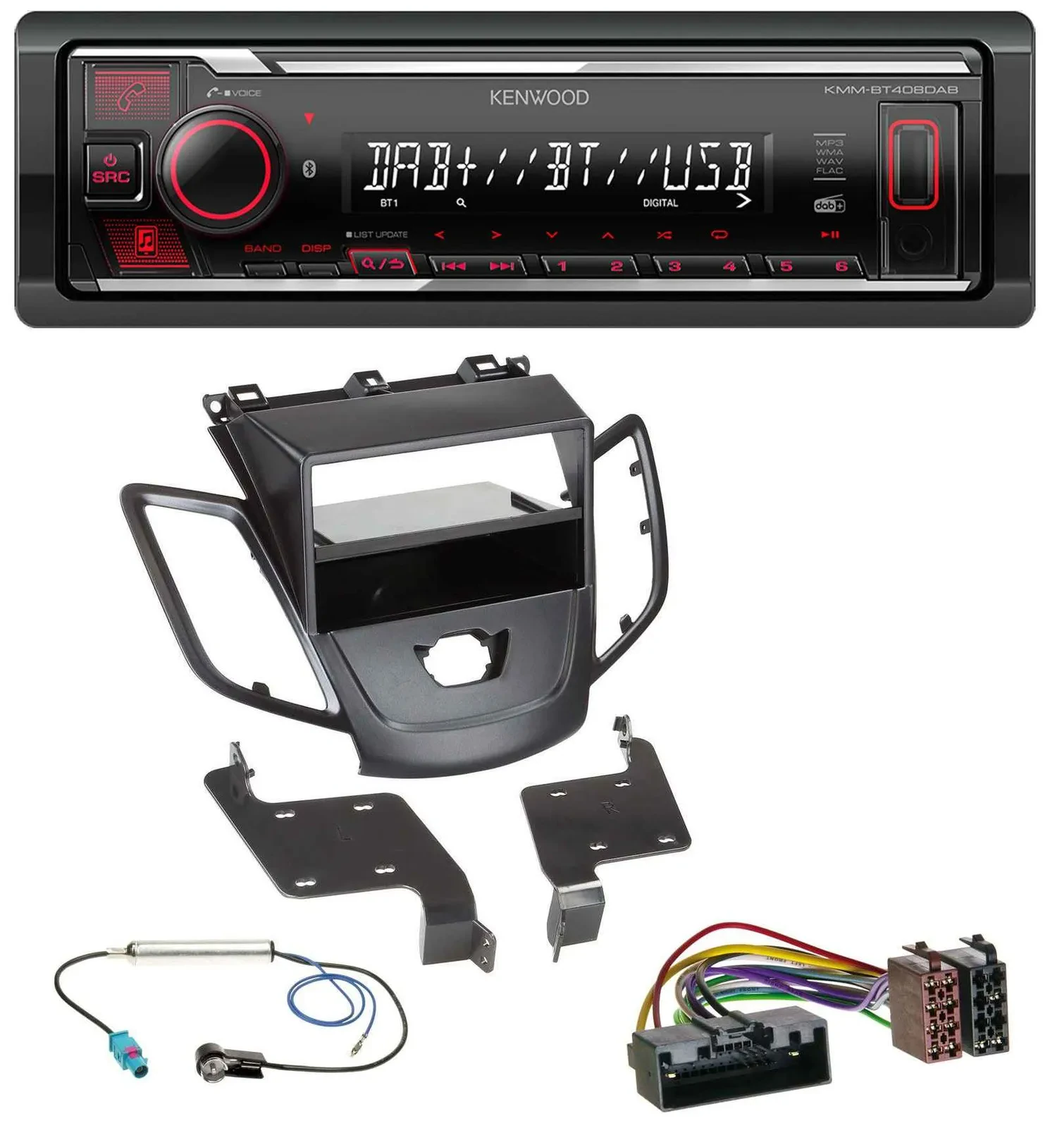Kenwood MP3 Bluetooth USB DAB Autoradio für Ford Fiesta 10-17 JA8 ohne Display s