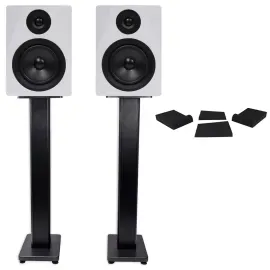 Pair Rockville APM5W 5.25" 2-Way 250W Powered USB Studio Monitors+Stands+Pads