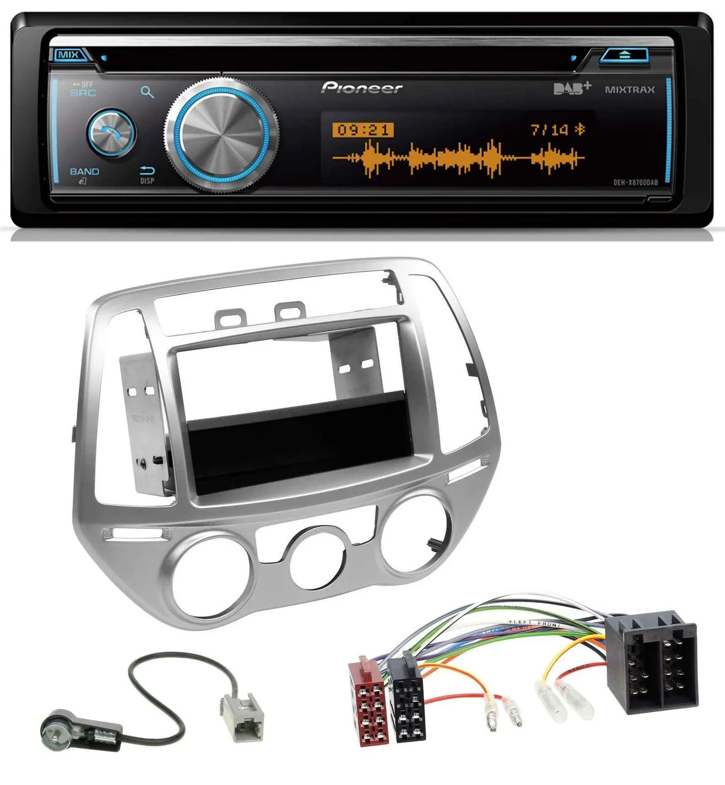 Pioneer MP3 DAB USB CD Bluetooth Autoradio für Hyundai i20 (12-14) man. Klima