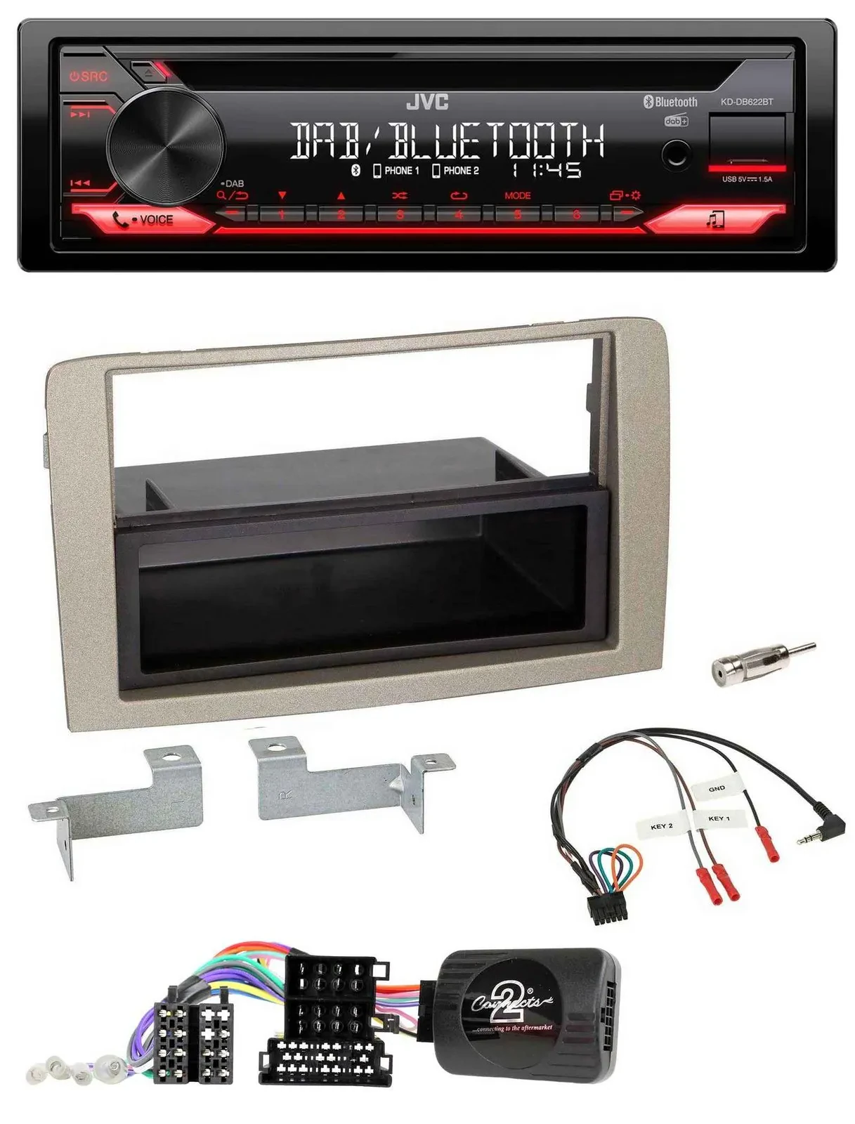 JVC CD DAB USB Bluetooth Lenkrad Autoradio für Lancia Musa 2004-2012