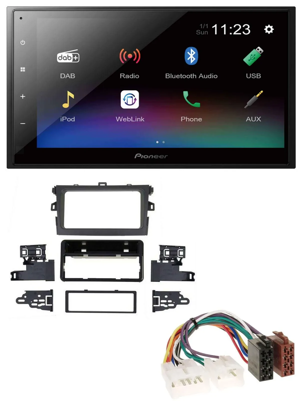 Pioneer USB Bluetooth DAB 2DIN MP3 Autoradio für Toyota Corolla 2009-2013 silber