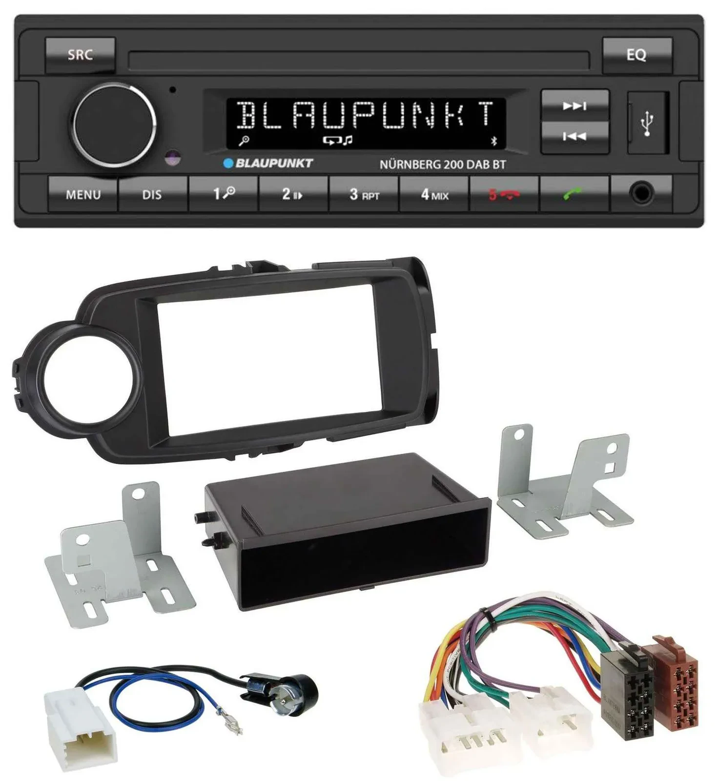 Автомагнитола для Toyota Yaris (2011–2014) Blaupunkt, USB, DAB, MP3, Bluetooth, чёрный