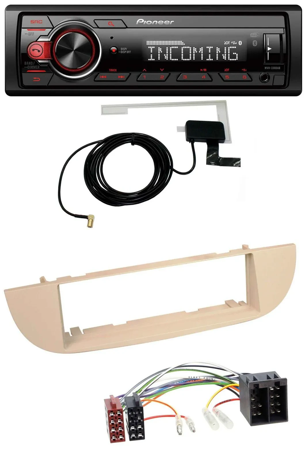 Автомагнитола для Fiat 500 Pioneer USB MP3 DAB Bluetooth перламутрово-серый/бежевый