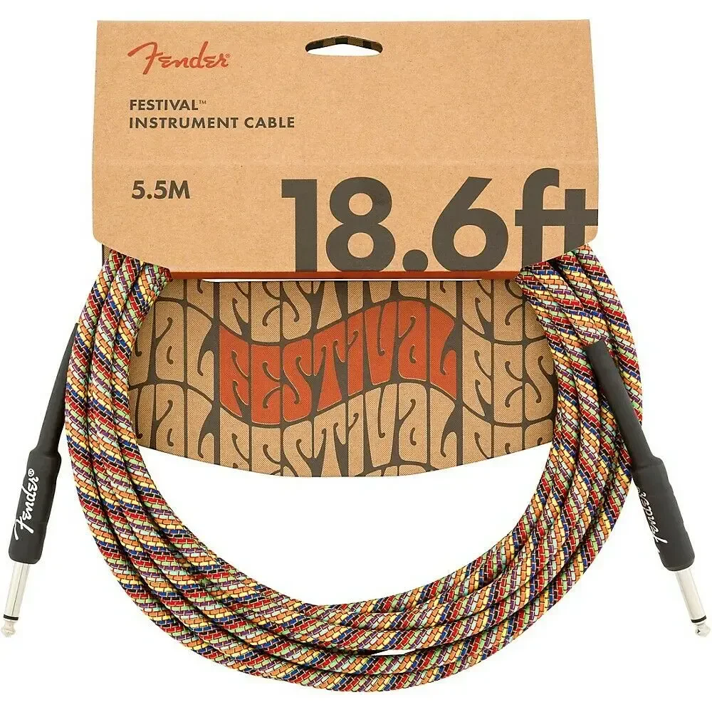 Инструментальный кабель Fender Festival Straight to Straight Instrument Cable 18.6 ft. Rainbow