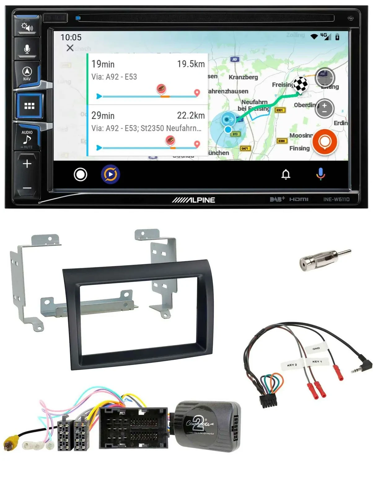 Alpine Bluetooth TMC USB DAB 2DIN Lenkrad Navigation für Citroen Jumper ab 14 sc