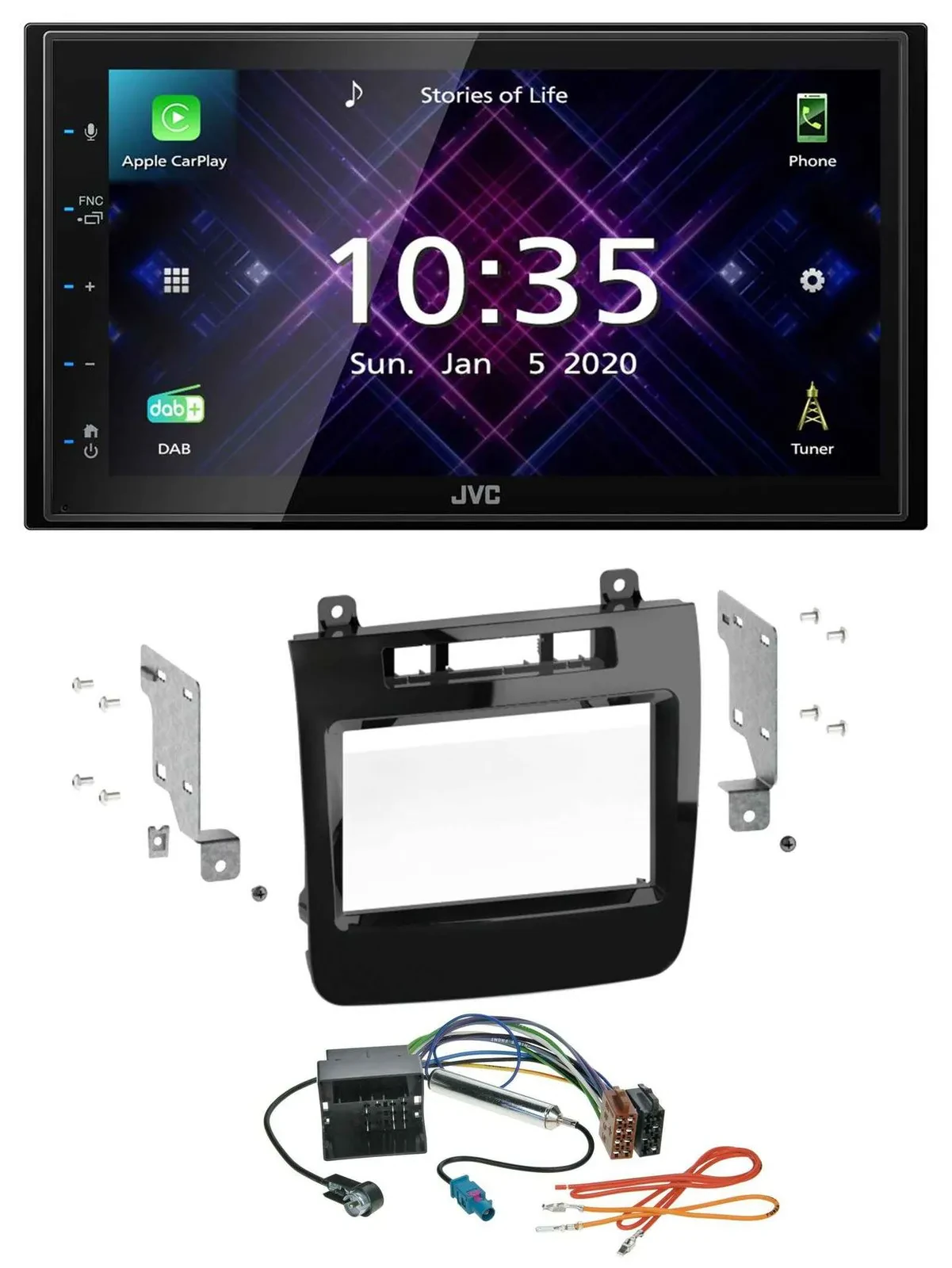 Автомагнитола для VW Touareg (2010–2014) JVC 2-DIN, DAB, Bluetooth, USB, MP3