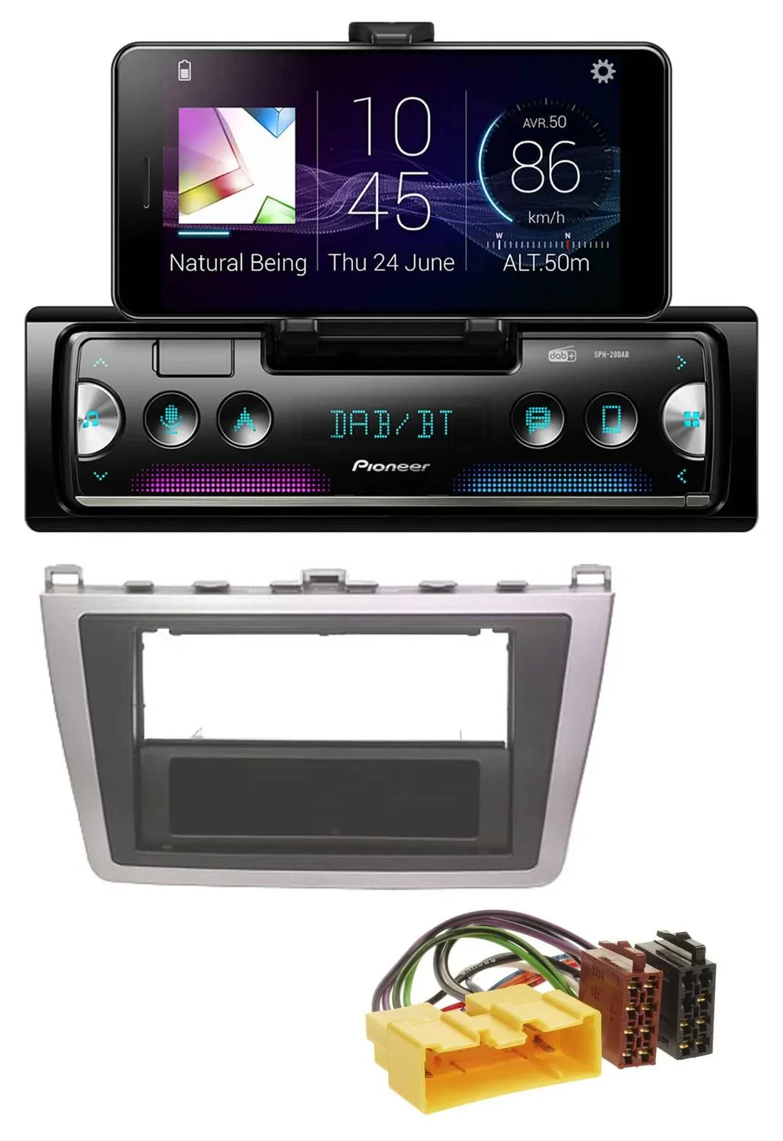 Автомагнитола для Mazda 6 (2008–2012) Pioneer USB MP3 Bluetooth DAB серебристо-чёрная