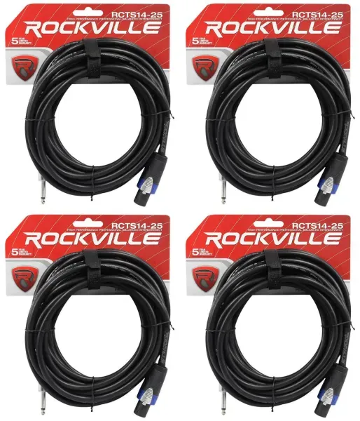 Спикерный кабель Rockville RCTS1425 Black 7.6 м (4 штуки)