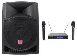 Rockville RPG12 12" Powered Active 800w PA Speaker w/Dual Wireless Mics