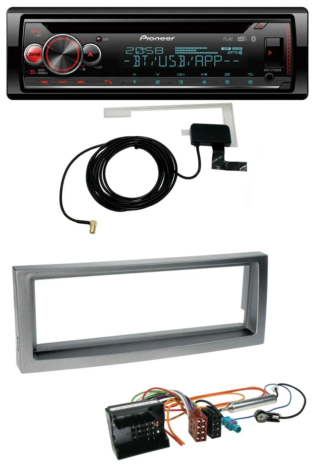 Автомагнитола для Citroen C5/Peugeot 407 Pioneer DAB, CD, MP3, USB, Bluetooth, серый