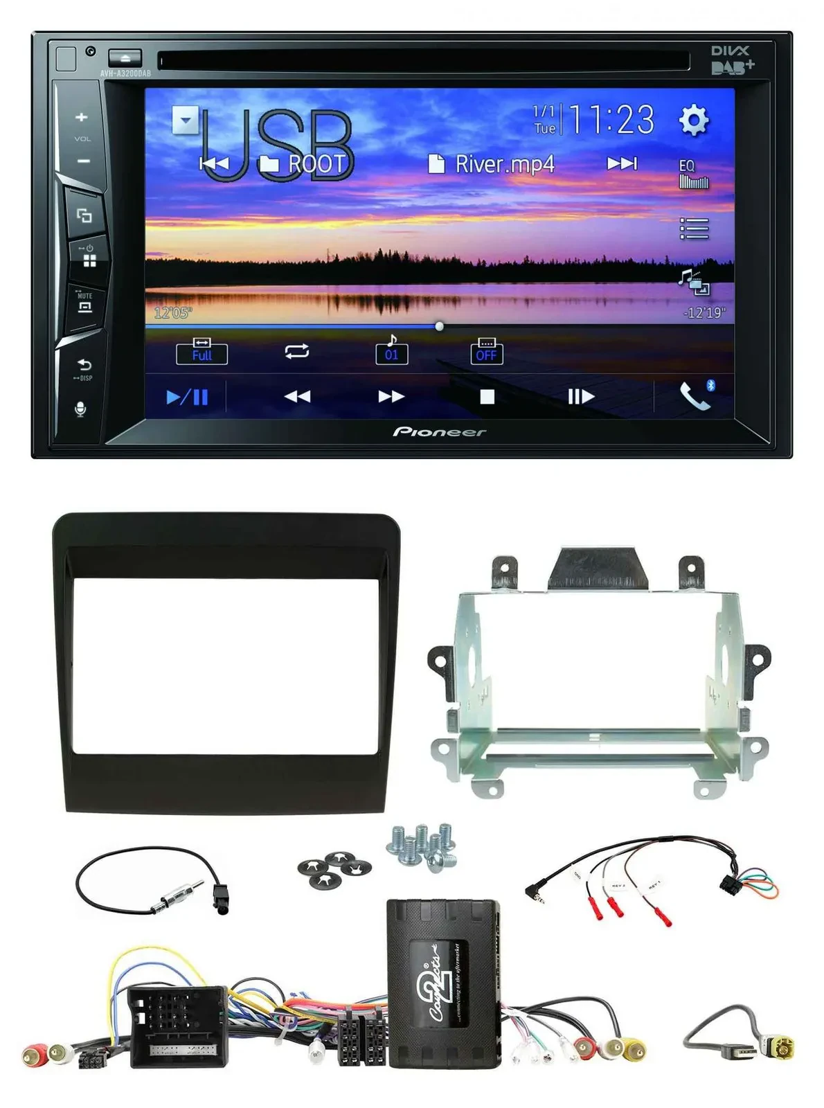 Автомагнитола для Porsche 911 (991) 2011–2020 Pioneer 2DIN, Bluetooth, USB, DVD, DAB, поддержка управления с руля