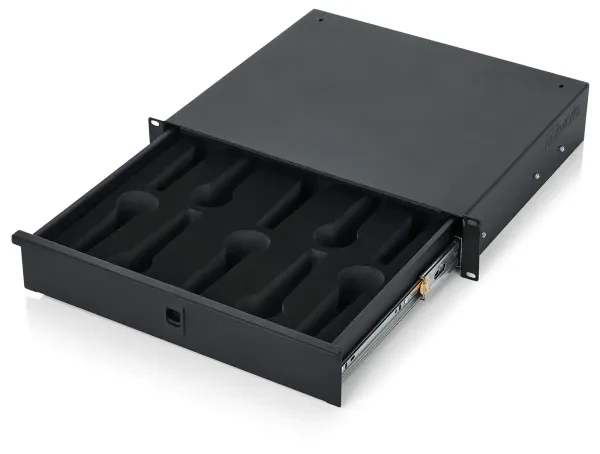 Gator Rackworks Wired Microphone Rack Mount Drawer with Lock - Fits 10 Wired